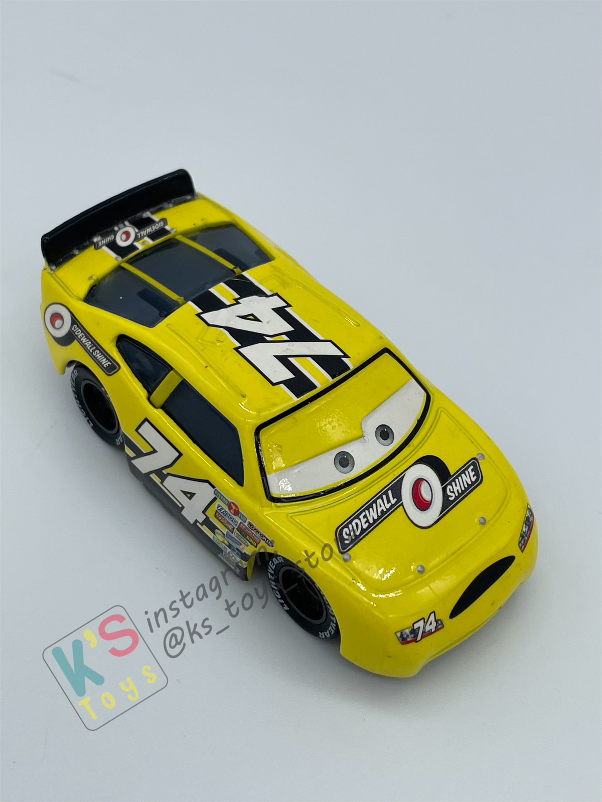 PRE-OWNED / LOOSE DISNEY PIXAR CARS - "SIDEWALL SHINE #74 SLIDER PETROLSKI" RUBBER TIRES - GOOD CONDITION