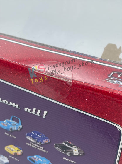 DISNEY PIXAR CARS 1:55 BY MATTEL - RACE AND CHASE 4 PACK - LIGHTNING MCQUEEN, CHICK HICKS, THE KING AND RE-VOLTING - BNIB