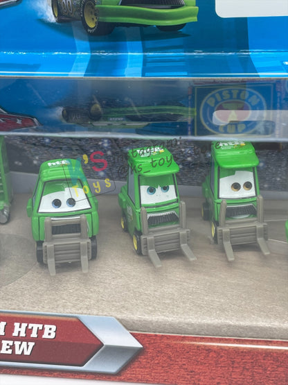 DISNEY PIXAR CARS 1:55 BY MATTEL, TEAM HTB CREW 4 PACK, BRUISER BUKOWSKI (BLUE EYES), BRUISER BUKOWSKI (WORRIED), CHICK HICKS WIDE PITTY AND CHICK CHIEF CREW - PISTON CUP NIGHTS - BNIP