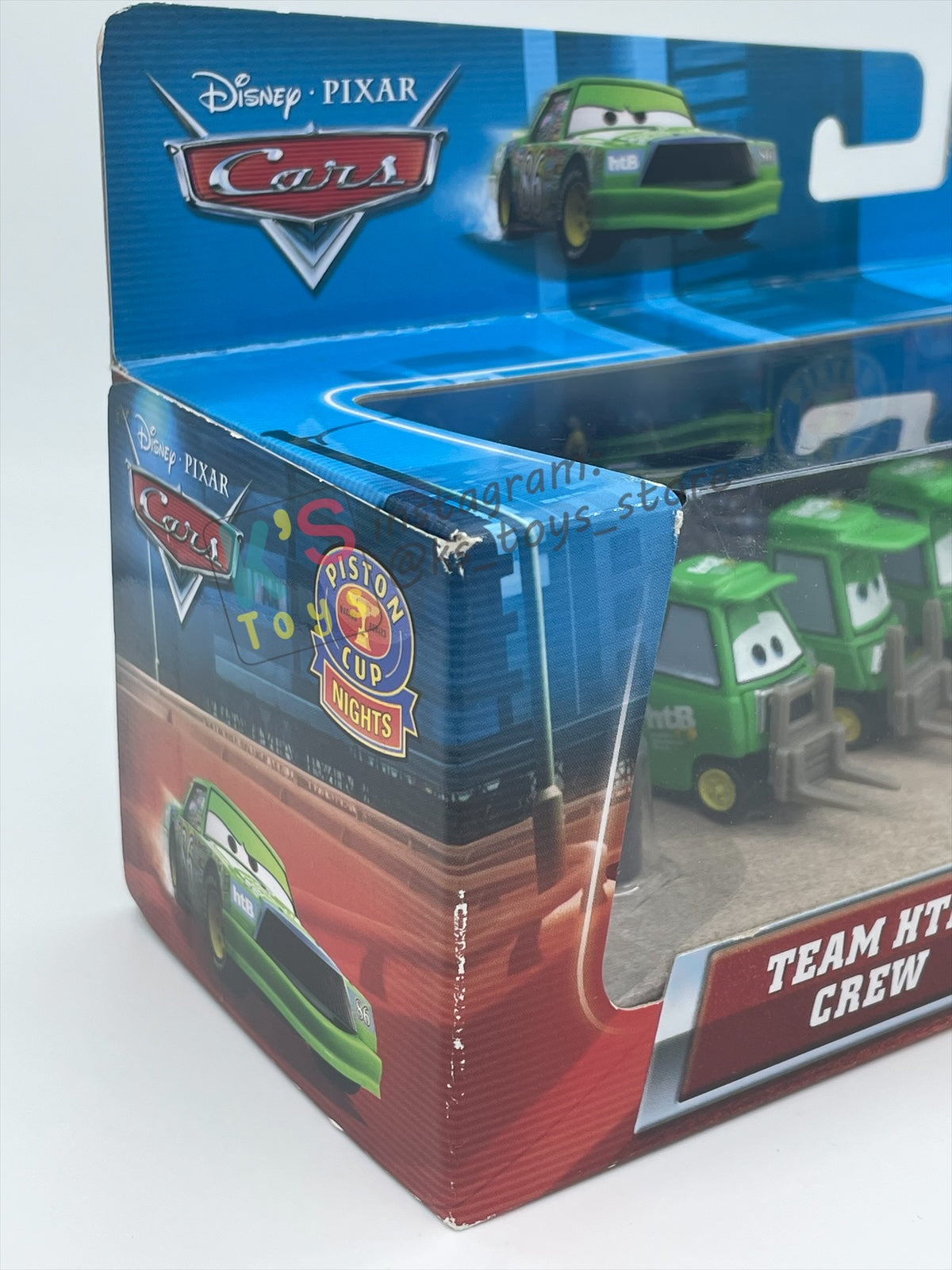 DISNEY PIXAR CARS 1:55 BY MATTEL, TEAM HTB CREW 4 PACK, BRUISER BUKOWSKI (BLUE EYES), BRUISER BUKOWSKI (WORRIED), CHICK HICKS WIDE PITTY AND CHICK CHIEF CREW - PISTON CUP NIGHTS - BNIP