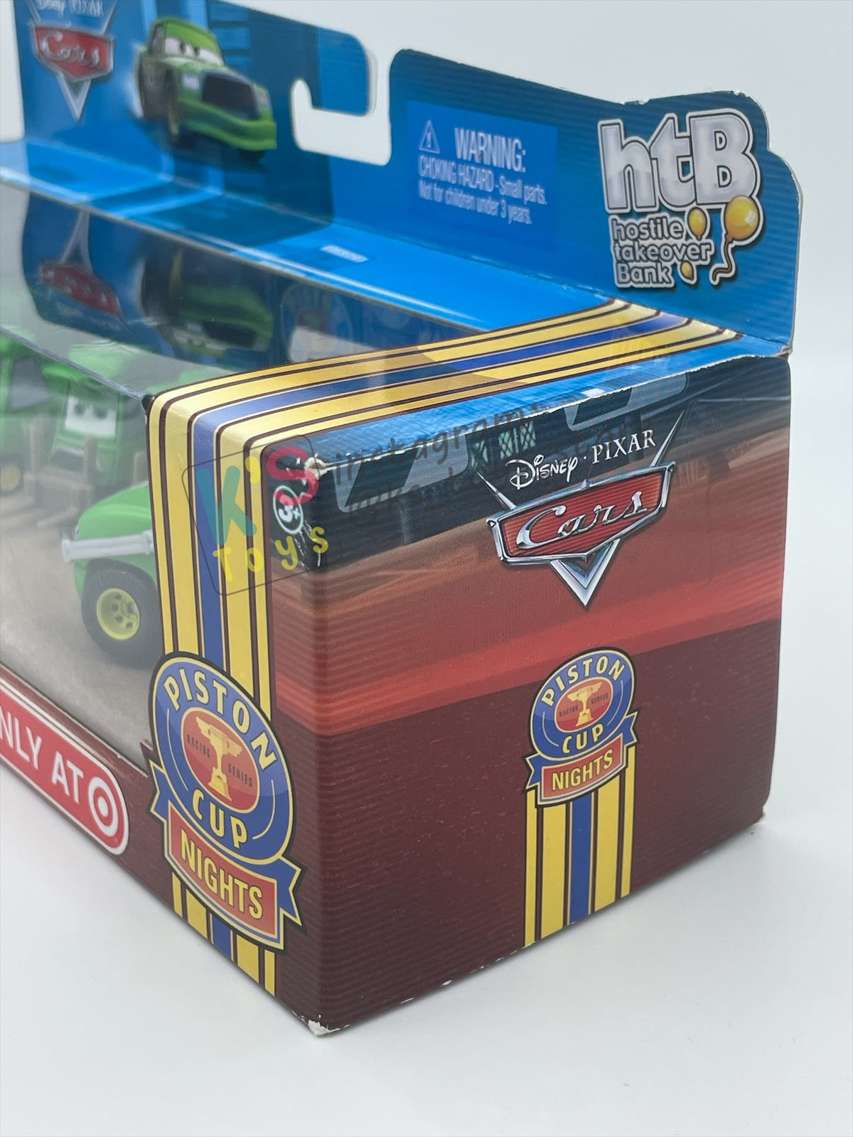 DISNEY PIXAR CARS 1:55 BY MATTEL, TEAM HTB CREW 4 PACK, BRUISER BUKOWSKI (BLUE EYES), BRUISER BUKOWSKI (WORRIED), CHICK HICKS WIDE PITTY AND CHICK CHIEF CREW - PISTON CUP NIGHTS - BNIP