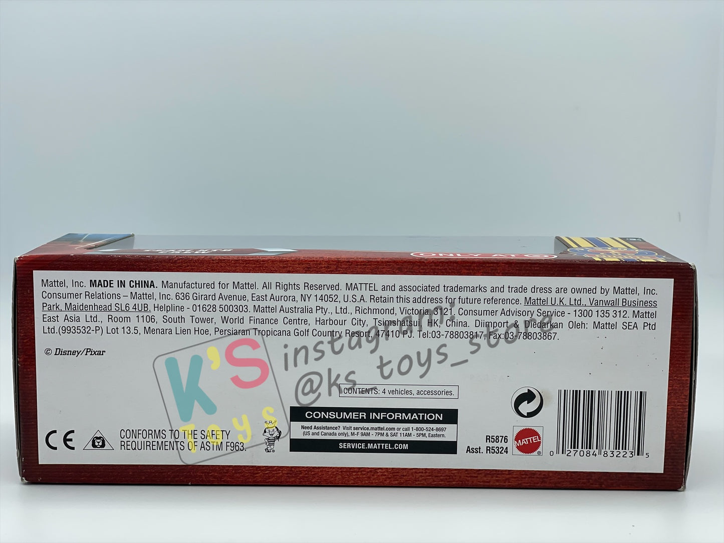 DISNEY PIXAR CARS 1:55 BY MATTEL, TEAM HTB CREW 4 PACK, BRUISER BUKOWSKI (BLUE EYES), BRUISER BUKOWSKI (WORRIED), CHICK HICKS WIDE PITTY AND CHICK CHIEF CREW - PISTON CUP NIGHTS - BNIP