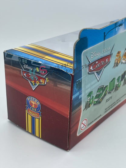 DISNEY PIXAR CARS 1:55 BY MATTEL, TEAM HTB CREW 4 PACK, BRUISER BUKOWSKI (BLUE EYES), BRUISER BUKOWSKI (WORRIED), CHICK HICKS WIDE PITTY AND CHICK CHIEF CREW - PISTON CUP NIGHTS - BNIP