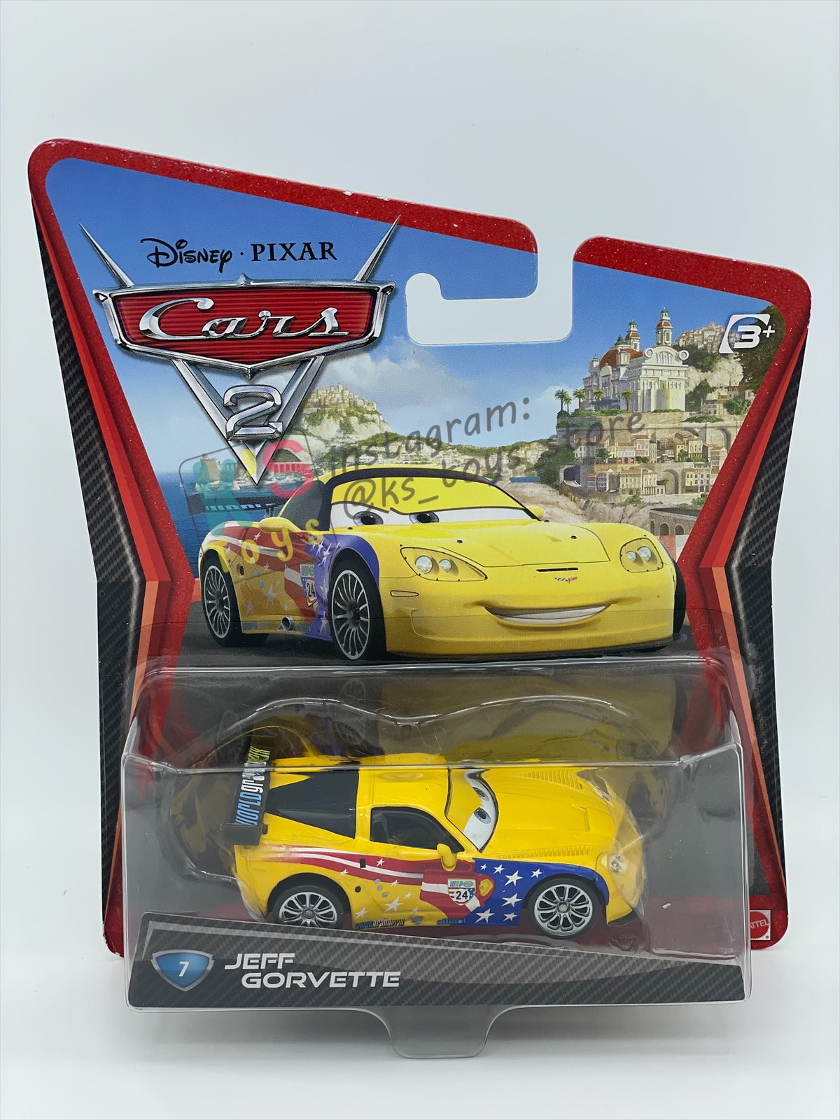 DISNEY PIXAR CARS 1:55 BY MATTEL, CARS 2 JEFF GORVETTE #7 - BNIP