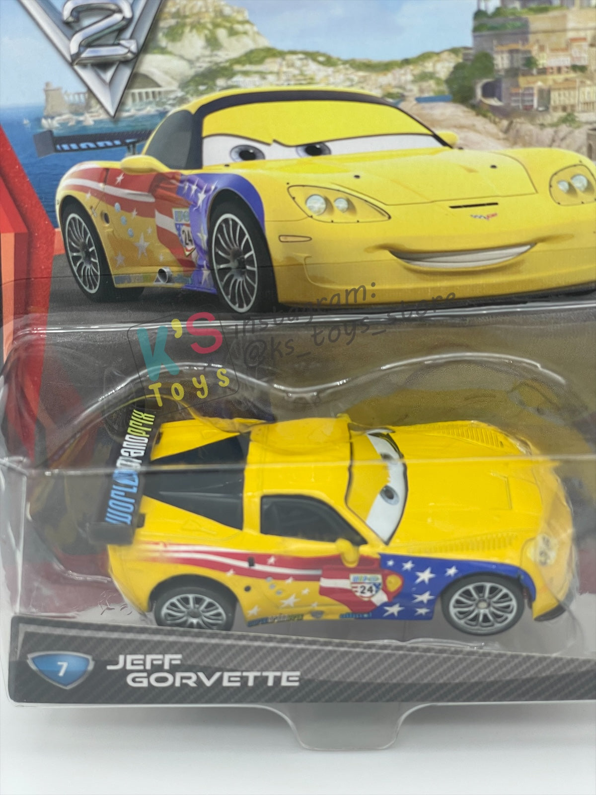 DISNEY PIXAR CARS 1:55 BY MATTEL, CARS 2 JEFF GORVETTE #7 - BNIP