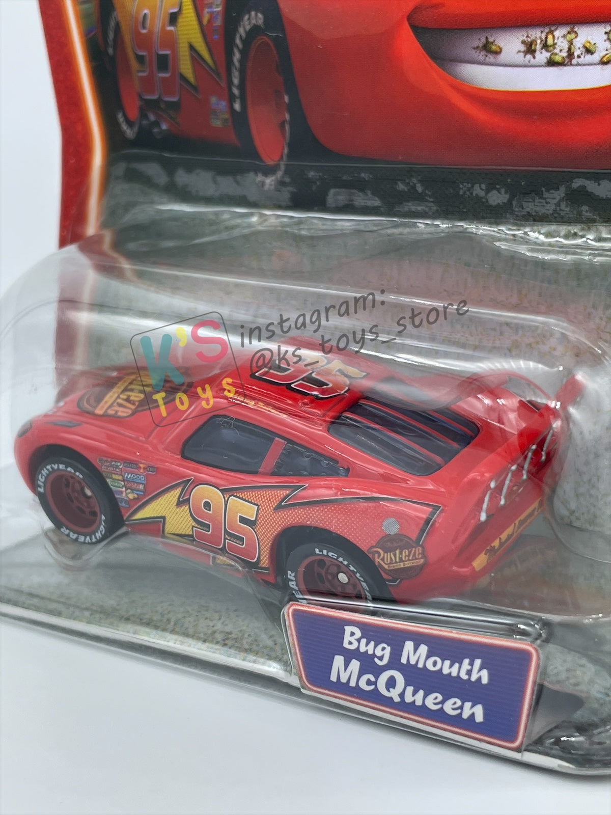 DISNEY PIXAR CARS 1:55 BY MATTEL, BUG MOUTH LIGHTNING MCQUEEN - SUPERCHARGED SERIES - BNIP