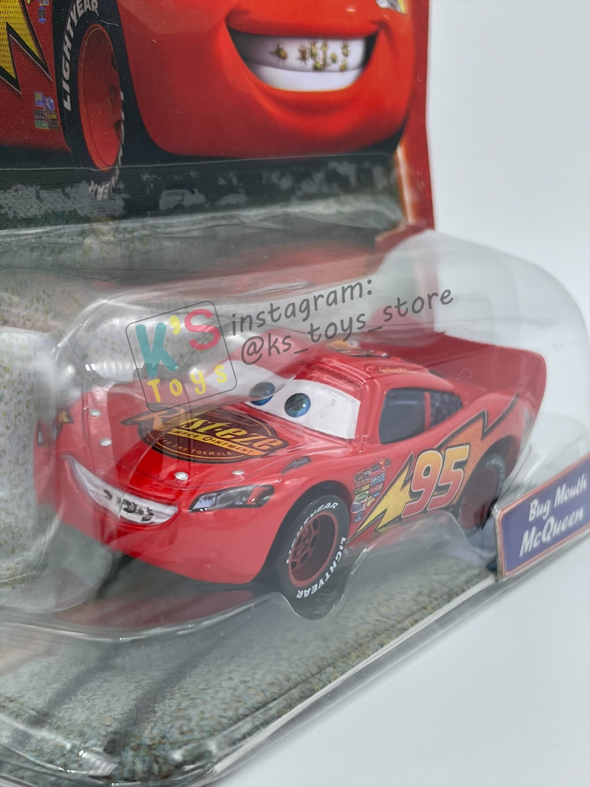 DISNEY PIXAR CARS 1:55 BY MATTEL, BUG MOUTH LIGHTNING MCQUEEN - SUPERCHARGED SERIES - BNIP