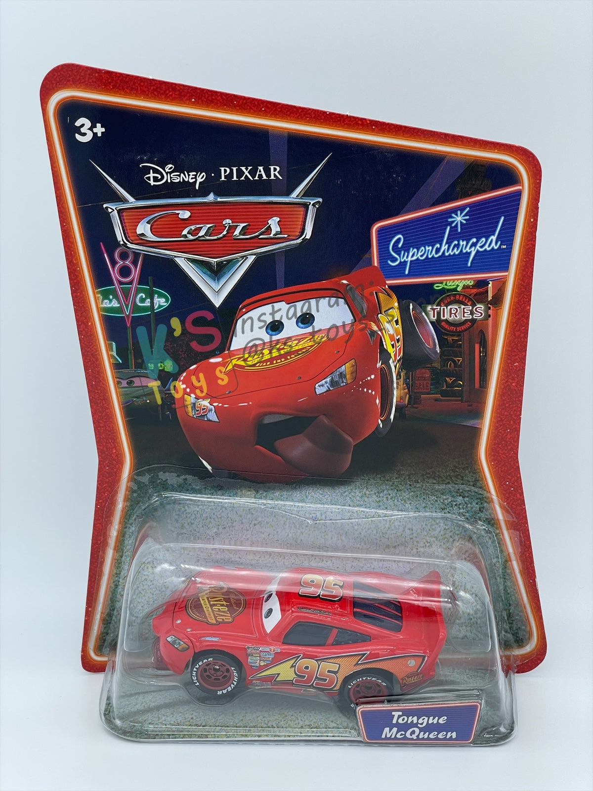 DISNEY PIXAR CARS 1:55 BY MATTEL, TONGUE LIGHTNING MCQUEEN - SUPERCHARGED SERIES - BNIP