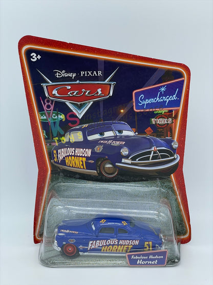 DISNEY PIXAR CARS 1:55 BY MATTEL, FABULOUS HUDSON HORNET - SUPERCHARGED SERIES - BNIP