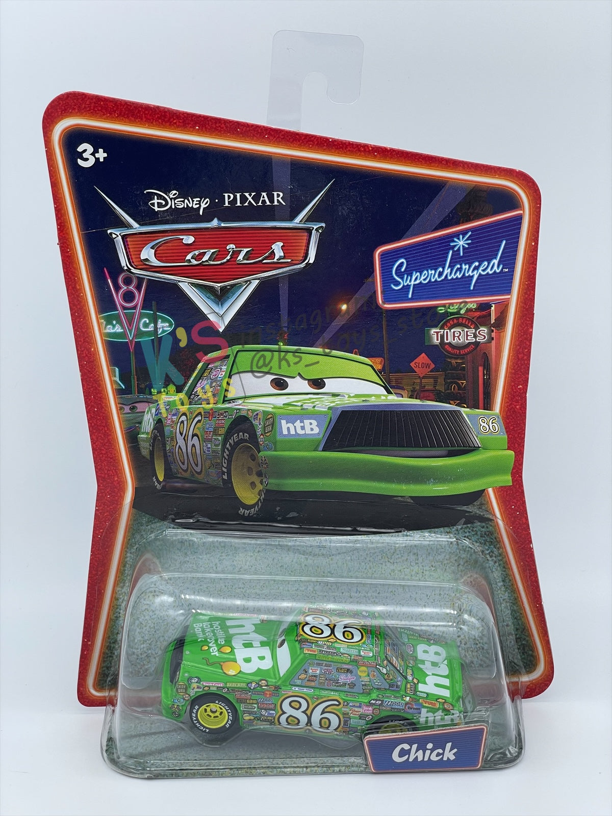 DISNEY PIXAR CARS 1:55 BY MATTEL, CHICK HICKS - SUPERCHARGED SERIES - BNIP
