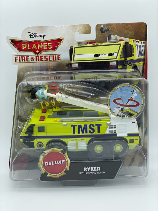 DISNEY PLANES BY MATTEL - RYKER WITH MOVING BOOM - FIRE AND RESCUE SERIES - BNIP