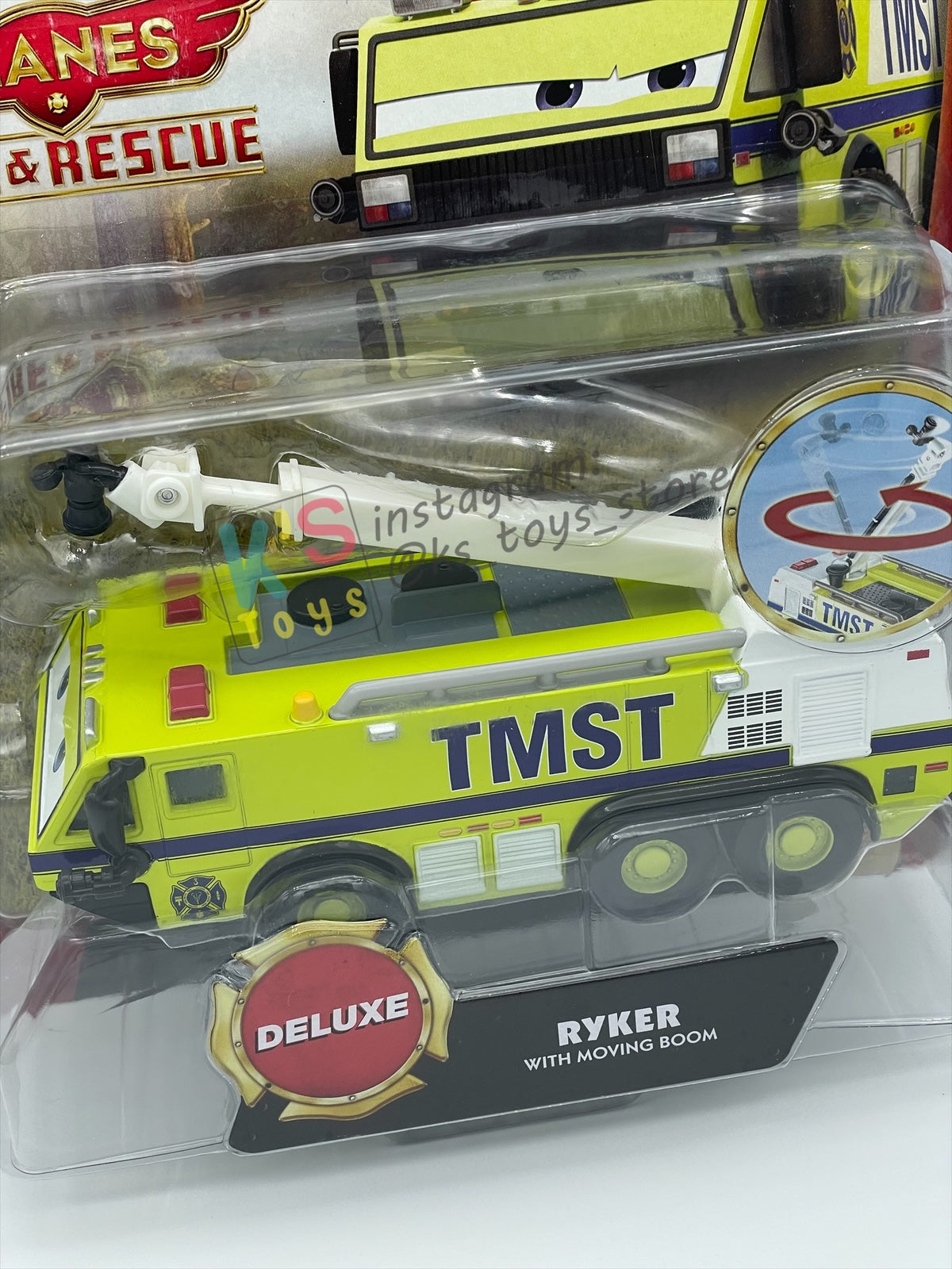 DISNEY PLANES BY MATTEL - RYKER WITH MOVING BOOM - FIRE AND RESCUE SERIES - BNIP