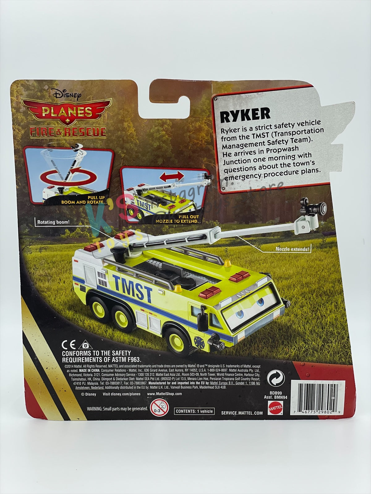 DISNEY PLANES BY MATTEL - RYKER WITH MOVING BOOM - FIRE AND RESCUE SERIES - BNIP