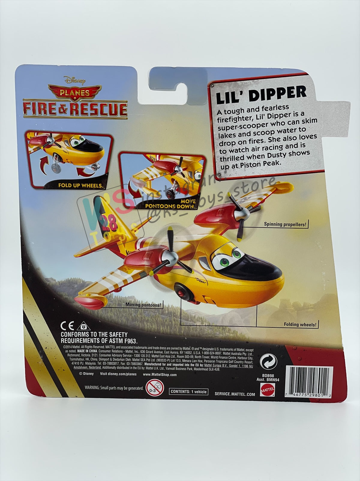 DISNEY PLANES BY MATTEL - LIL DIPPER WITH MOVING PONTOONS - FIRE AND RESCUE SERIES - BNIP