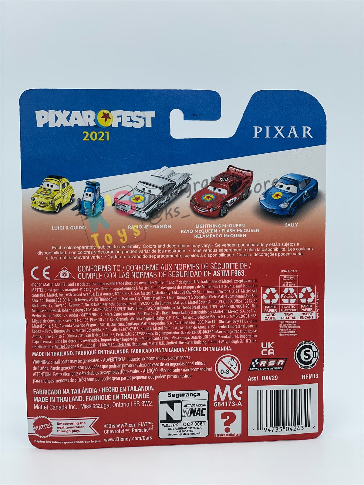 Complete Set of Pixar Fest Series Disney Pixar Cars by Mattel 1:55 - LIGHTNING MCQUEEN, RAMONE, LUIGI GUIDO, SALLY, AND MATER - BNIP