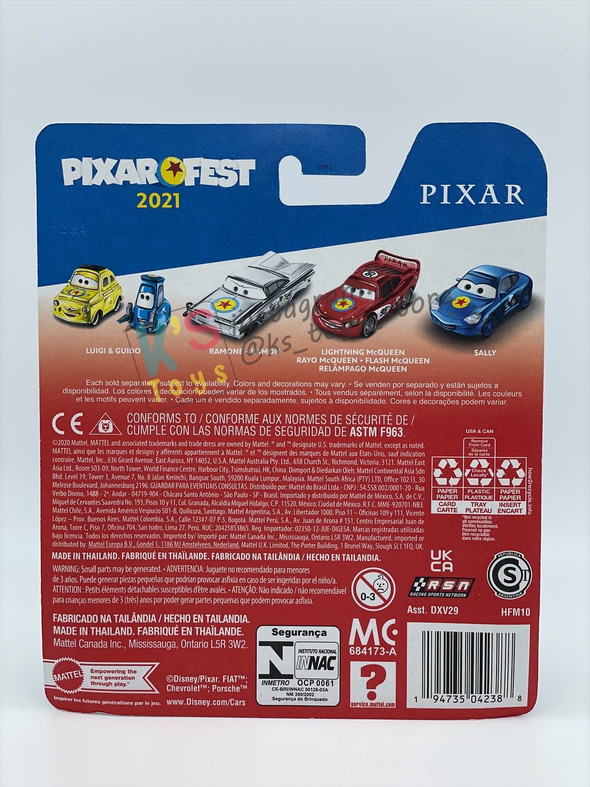 Complete Set of Pixar Fest Series Disney Pixar Cars by Mattel 1:55 - LIGHTNING MCQUEEN, RAMONE, LUIGI GUIDO, SALLY, AND MATER - BNIP