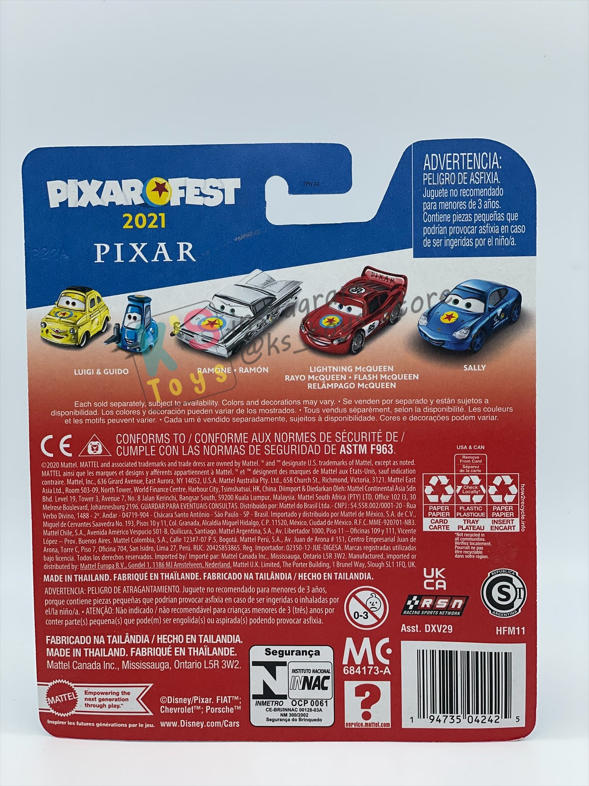 Complete Set of Pixar Fest Series Disney Pixar Cars by Mattel 1:55 - LIGHTNING MCQUEEN, RAMONE, LUIGI GUIDO, SALLY, AND MATER - BNIP