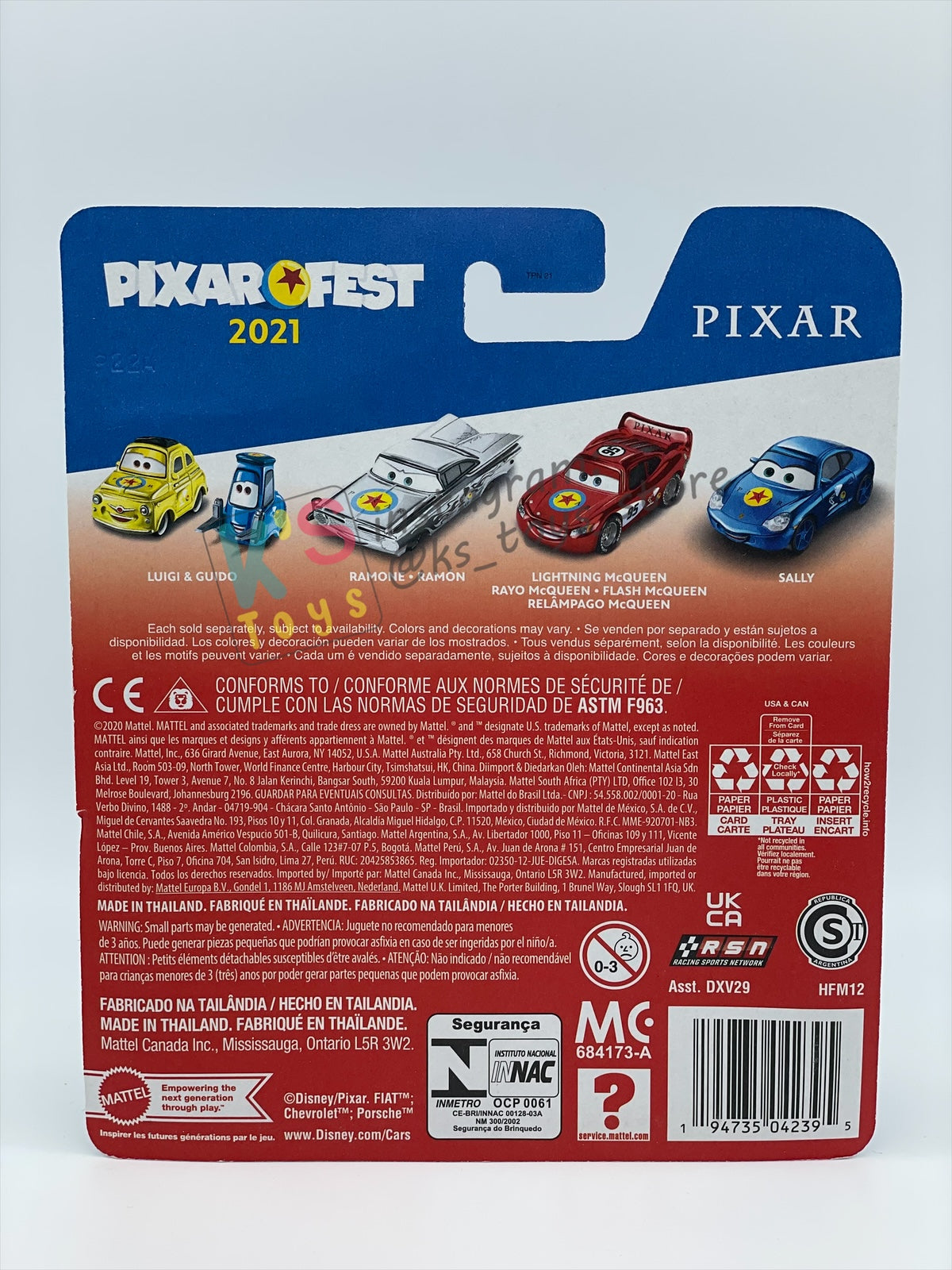 Complete Set of Pixar Fest Series Disney Pixar Cars by Mattel 1:55 - LIGHTNING MCQUEEN, RAMONE, LUIGI GUIDO, SALLY, AND MATER - BNIP