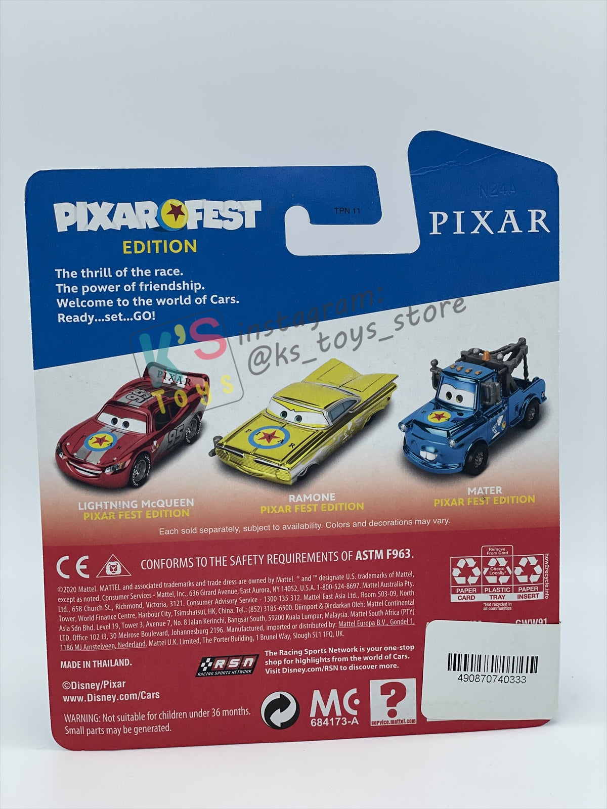 Complete Set of Pixar Fest Series Disney Pixar Cars by Mattel 1:55 - LIGHTNING MCQUEEN, RAMONE, LUIGI GUIDO, SALLY, AND MATER - BNIP