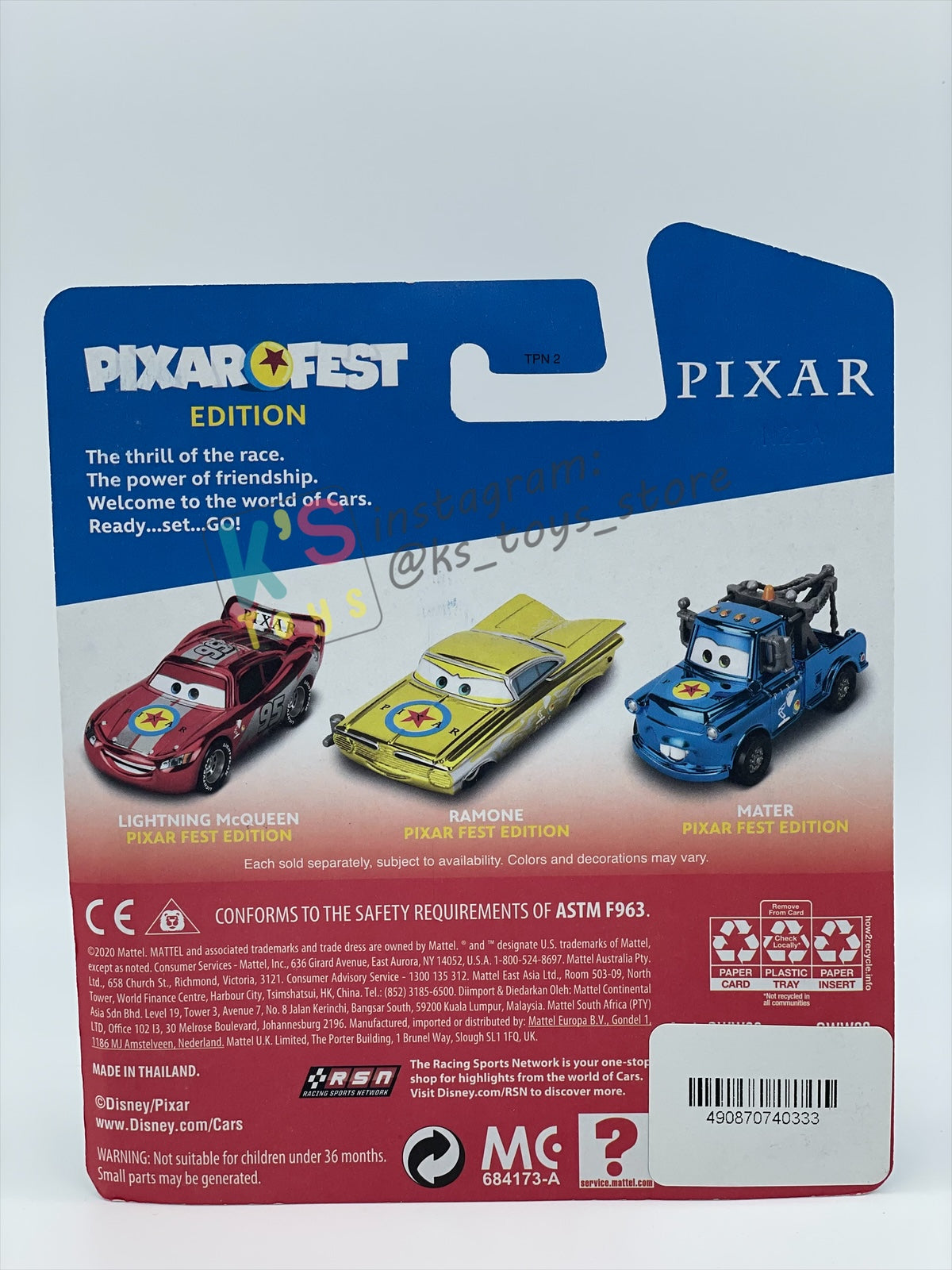 Complete Set of Pixar Fest Series Disney Pixar Cars by Mattel 1:55 - LIGHTNING MCQUEEN, RAMONE, LUIGI GUIDO, SALLY, AND MATER - BNIP