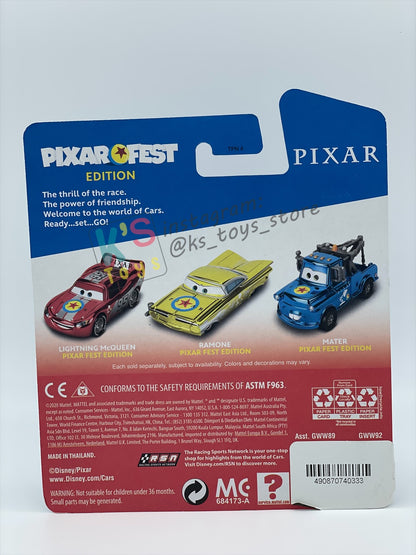 Complete Set of Pixar Fest Series Disney Pixar Cars by Mattel 1:55 - LIGHTNING MCQUEEN, RAMONE, LUIGI GUIDO, SALLY, AND MATER - BNIP