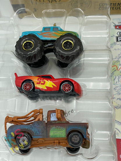 Gift Set Disney Pixar Cars 1:55 - 3-Pack Ivy, Road Trip Lightning McQueen, and Road Trip Mater - BNIP