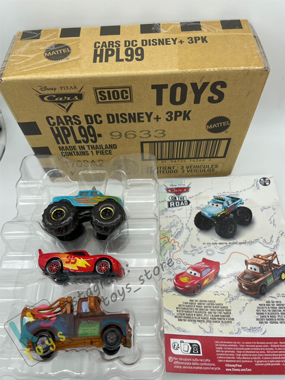 Gift Set Disney Pixar Cars 1:55 - 3-Pack Ivy, Road Trip Lightning McQueen, and Road Trip Mater - BNIP