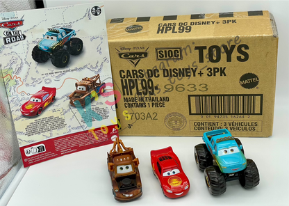 Gift Set Disney Pixar Cars 1:55 - 3-Pack Ivy, Road Trip Lightning McQueen, and Road Trip Mater - BNIP