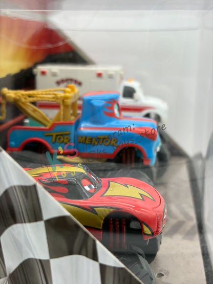 GIFT SET DISNEY PIXAR CARS BY MATTEL, "MONSTER TRUCKS MATER 3 PACK FRIGHTENING MCMEAN, THE TORMENTOR AND DR. FEEL BAD" CARS TOON SERIES - BNIB