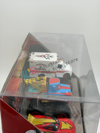 GIFT SET DISNEY PIXAR CARS BY MATTEL, "MONSTER TRUCKS MATER 3 PACK FRIGHTENING MCMEAN, THE TORMENTOR AND DR. FEEL BAD" CARS TOON SERIES - BNIB