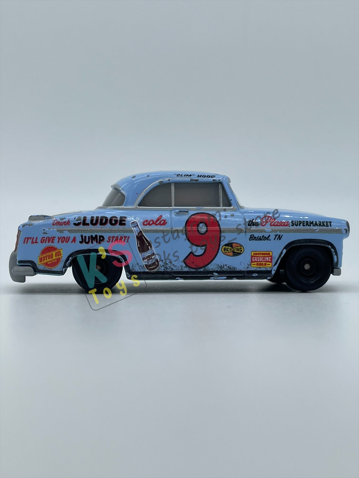 PRE-OWNED / LOOSE DISNEY PIXAR CARS - “SLIM” HOOD - CARS 3 DOC'S RACING DAYS SERIES - PLAYED CONDITION