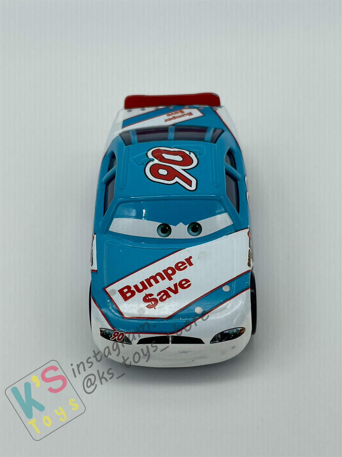 PRE-OWNED / LOOSE DISNEY PIXAR CARS - Bumper Save #90 Ponchy Wipeout Dinoco 400 - Good Condition