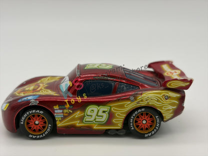 PRE-OWNED / LOOSE DISNEY PIXAR CARS BY MATTEL - "NEON METALLIC DECO LIGHNTING MCQUEEN" - NEON RACERS SERIES - PLAYED WITH GOOD CONDITION - READ DESCRIPTION!!!!!!!!!!!
