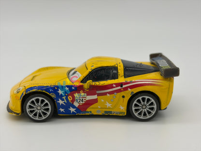 PRE-OWNED / LOOSE DISNEY PIXAR CARS BY MATTEL - "JEFF GORVETTE" - CARS 2 SERIES - PLAYED CONDITION - READ DESCRIPTION!!!!!!!!!!!