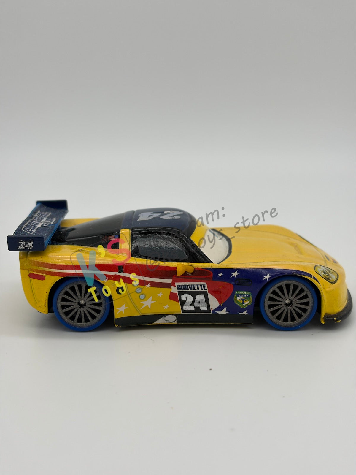 DISNEY STORE OF DISNEY PIXAR CARS 1:43 - CARNIVAL CUP JEFF GORVETTE - CARNIVAL CUP SERIES - PRE-OWNED IN NEAR MINT CONDITION