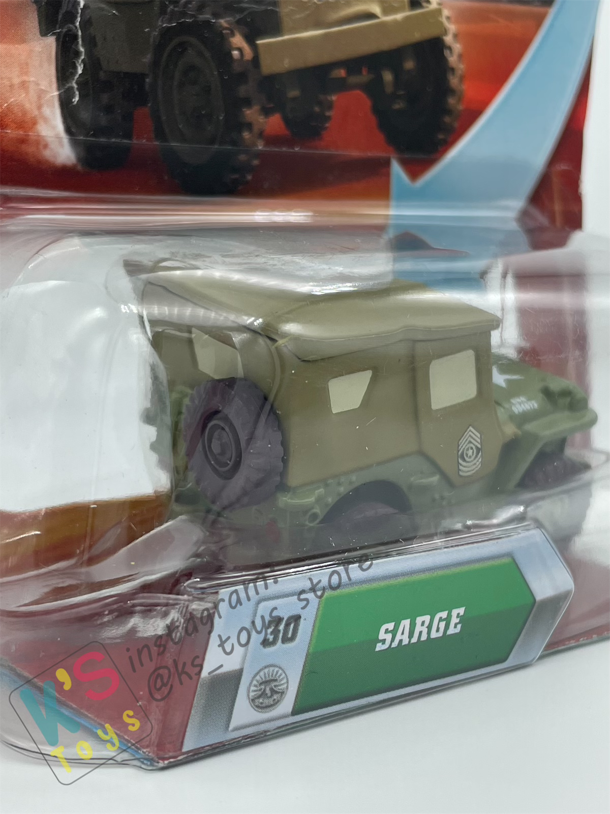 DISNEY PIXAR CARS BY MATTEL, SARGE - LENTICULAR EYES - BNIP (PACKAGING IS NOT IN GOOD CONDITION)