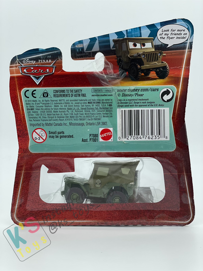 DISNEY PIXAR CARS BY MATTEL, SARGE - LENTICULAR EYES - BNIP (PACKAGING IS NOT IN GOOD CONDITION)