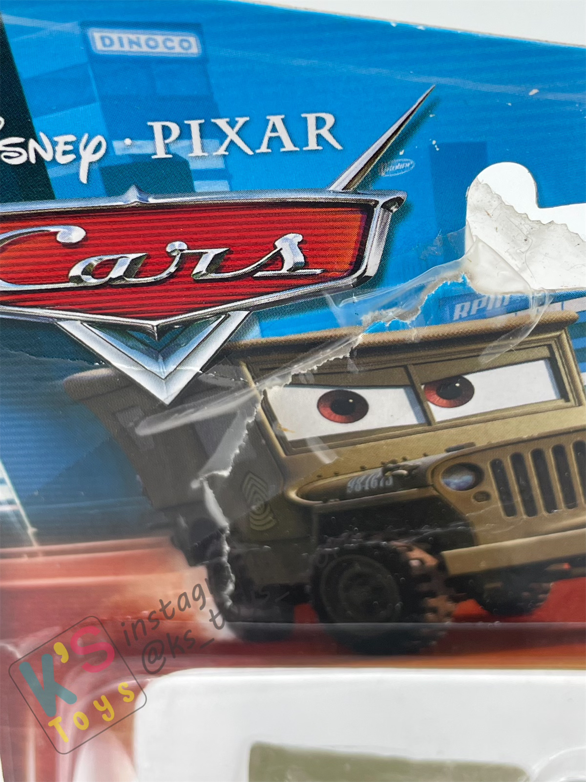 DISNEY PIXAR CARS BY MATTEL, SARGE - LENTICULAR EYES - BNIP (PACKAGING IS NOT IN GOOD CONDITION)