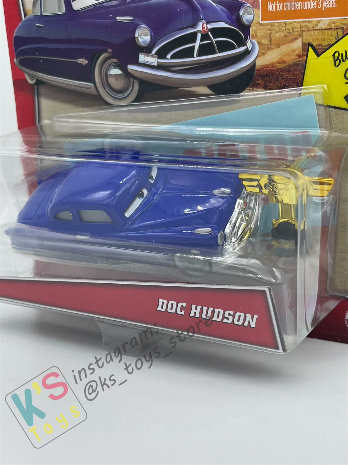 Disney Pixar Cars by MATTEL, DOC HUDSON, BONUS BUMPER STICKER AND PISTON CUP - WELCOME TO RADIATOR SPRINGS - BNIP