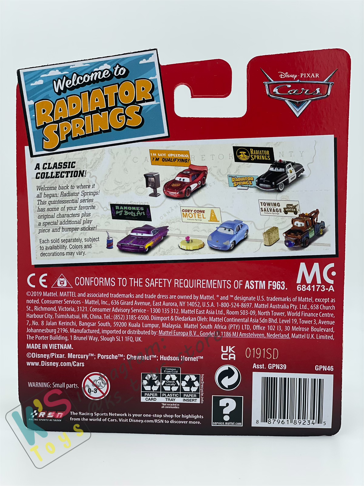 Disney Pixar Cars by MATTEL, DOC HUDSON, BONUS BUMPER STICKER AND PISTON CUP - WELCOME TO RADIATOR SPRINGS - BNIP