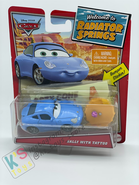 Disney Pixar Cars by MATTEL, SALLY WITH TATTOO - WELCOME TO RADIATOR SPRINGS- BNIP