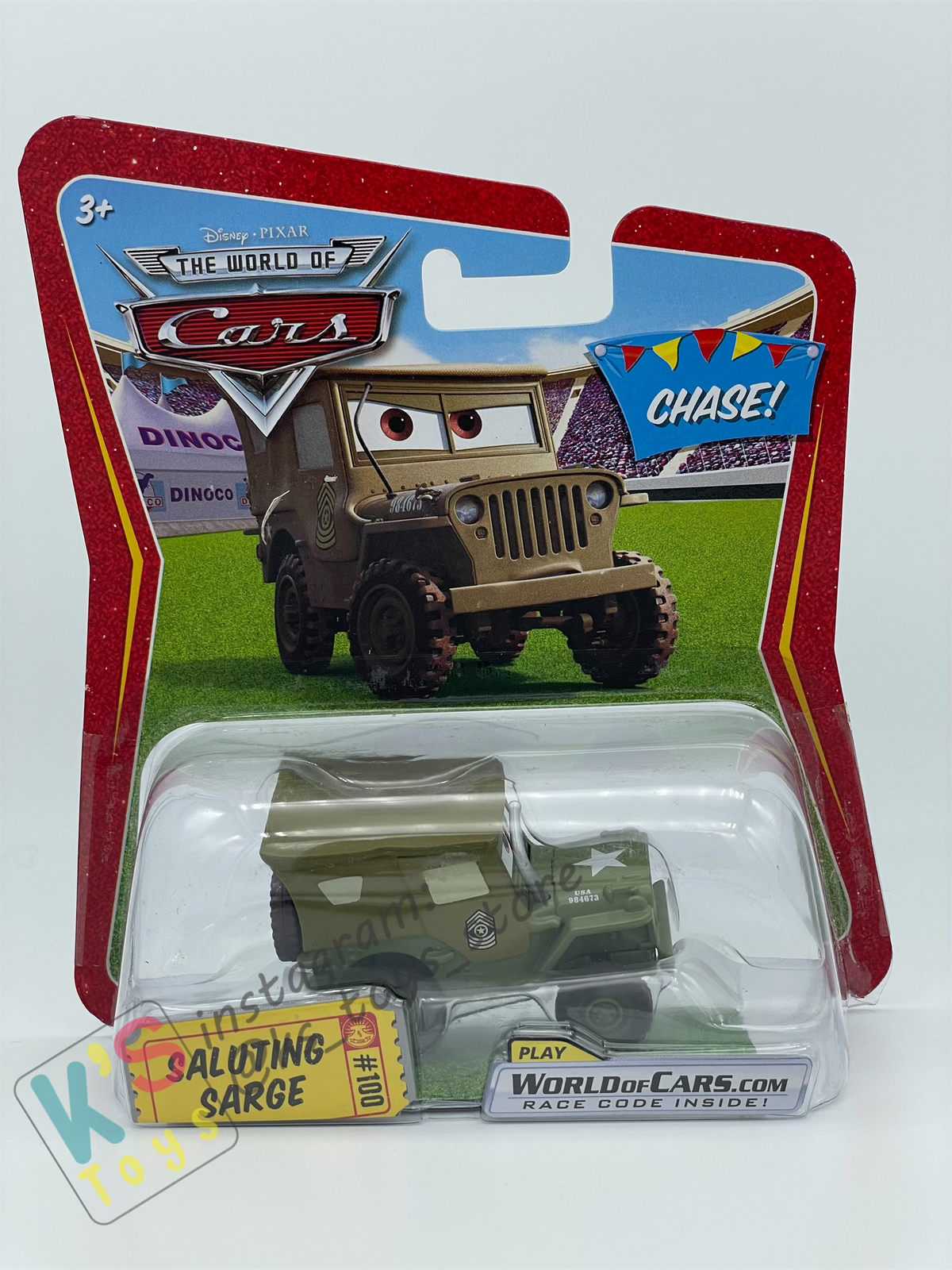 Disney Pixar Cars by MATTEL, SALUTING SARGE - CHASE CASE - BNIP