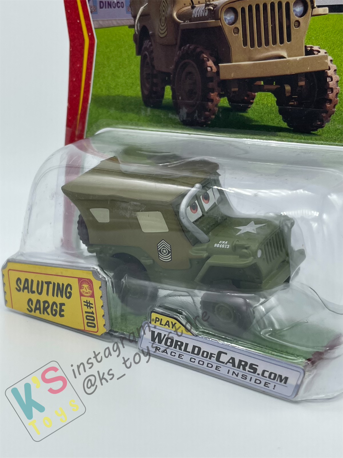 Disney Pixar Cars by MATTEL, SALUTING SARGE - CHASE CASE - BNIP