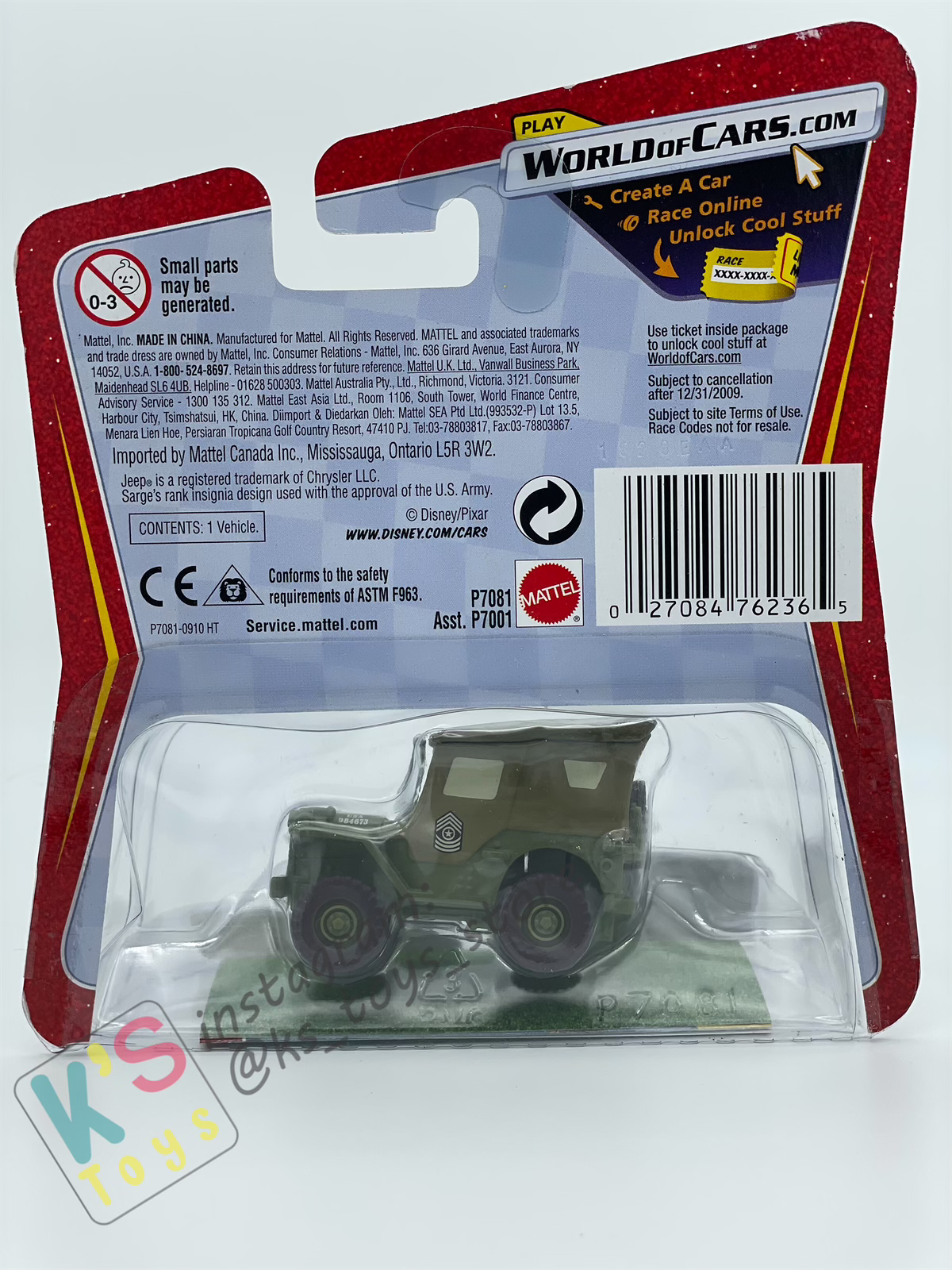 Disney Pixar Cars by MATTEL, SALUTING SARGE - CHASE CASE - BNIP