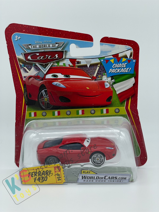 DISNEY PIXAR CARS BY MATTEL, FERRARI F430 - CHASE PACKAGE - BNIP