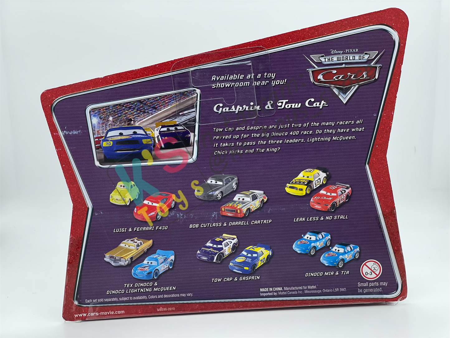 Disney Pixar Cars 1:55 by Mattel 2-Pack Movie Moments, GASPRIN & TOW CAP - BNIP