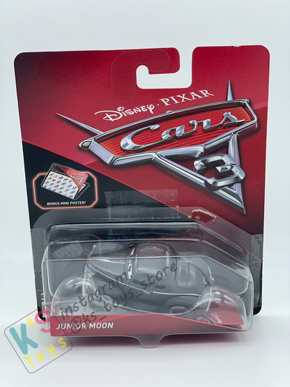 DISNEY PIXAR CARS BY MATTEL, JUNIOR MOON CARS 3 - BNIP