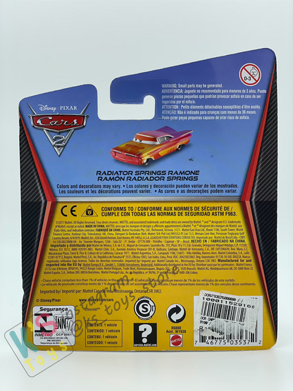 DISNEY PIXAR CARS 1:55 BY MATTEL, RADIATOR SPRINGS RAMONE - CARS 2 CHASE SERIES - BNIP