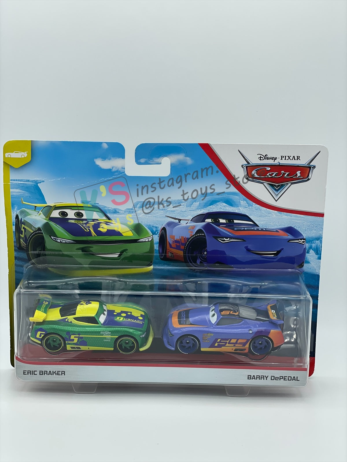 Disney Pixar Cars 1:55 2-Pack by MATTEL, ERIC BRAKER AND BARRY DEPEDAL, The Next-Gen Piston Cup Racers Series - BNIP