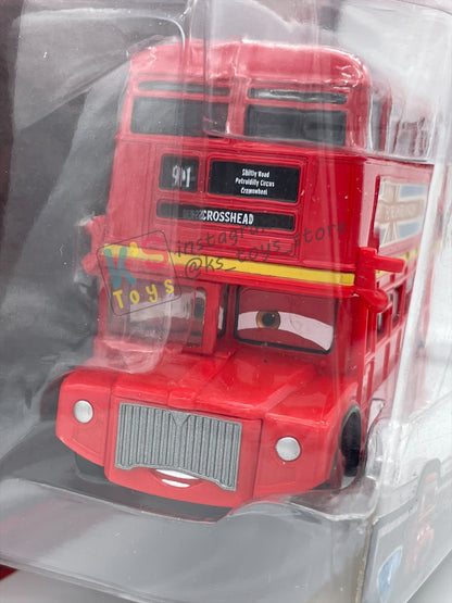 DELUXE DISNEY PIXAR CARS BY MATTEL "DOUBLE DECKER BUS #4" CARS 2 - BNIP